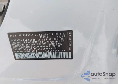 2018 Volkswagen Jetta Se/Wolfsburg из США, поврежденный, VIN 3VWDB7AJ5JM214277